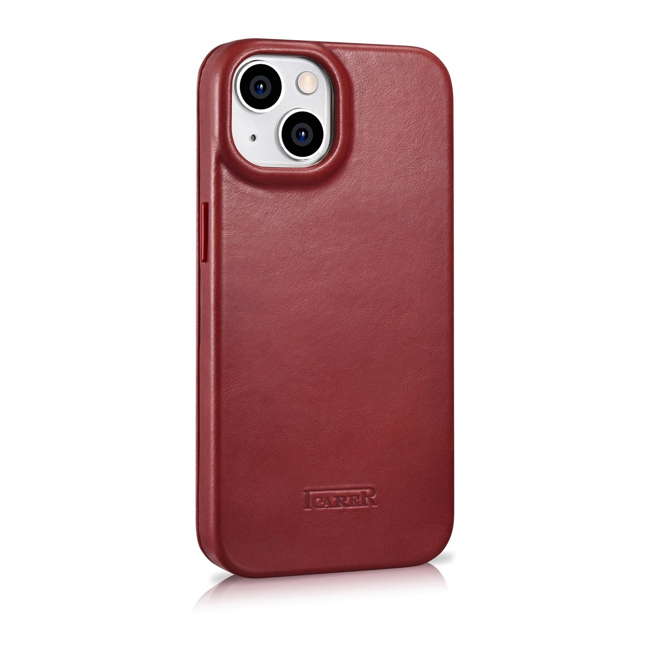 Pokrowiec etui skrzane z klapk iCarer CE Oil Wax Premium Leather Folio Case czerwone APPLE iPhone 14 / 4