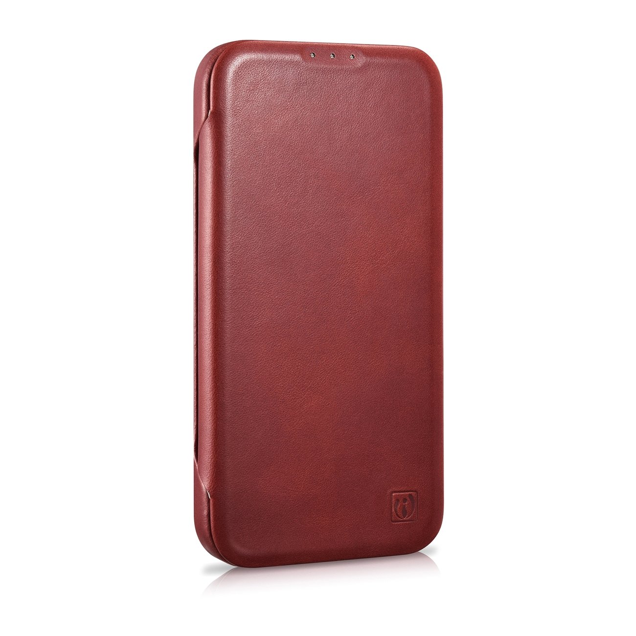 Pokrowiec etui skrzane z klapk iCarer CE Oil Wax Premium Leather Folio Case czerwone APPLE iPhone 14 / 5