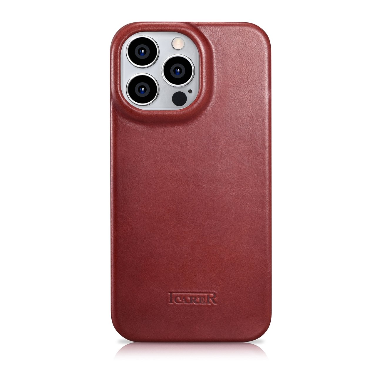 Pokrowiec etui skrzane z klapk iCarer CE Oil Wax Premium Leather Folio Case czerwone APPLE iPhone 14 Pro / 3