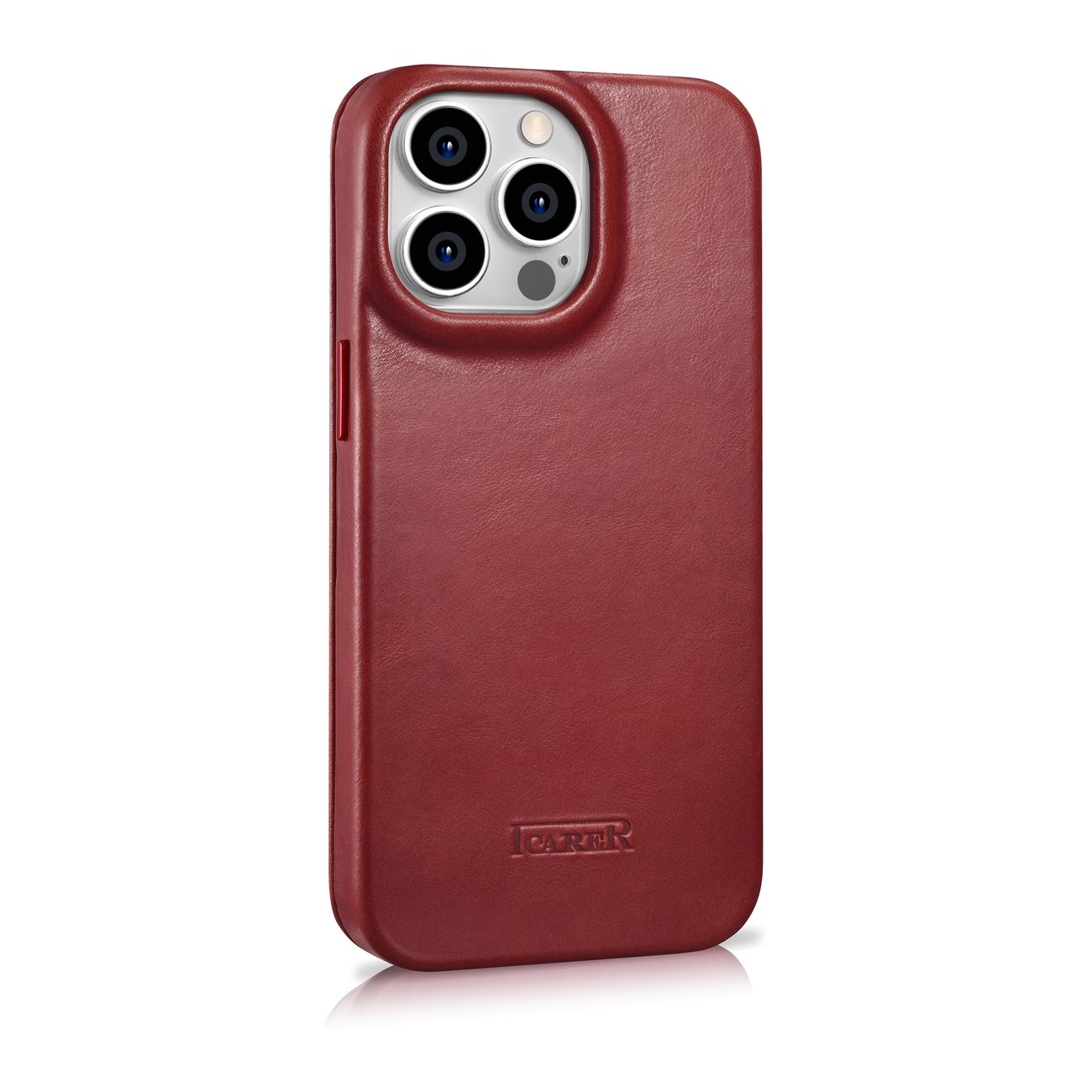 Pokrowiec etui skrzane z klapk iCarer CE Oil Wax Premium Leather Folio Case czerwone APPLE iPhone 14 Pro / 4