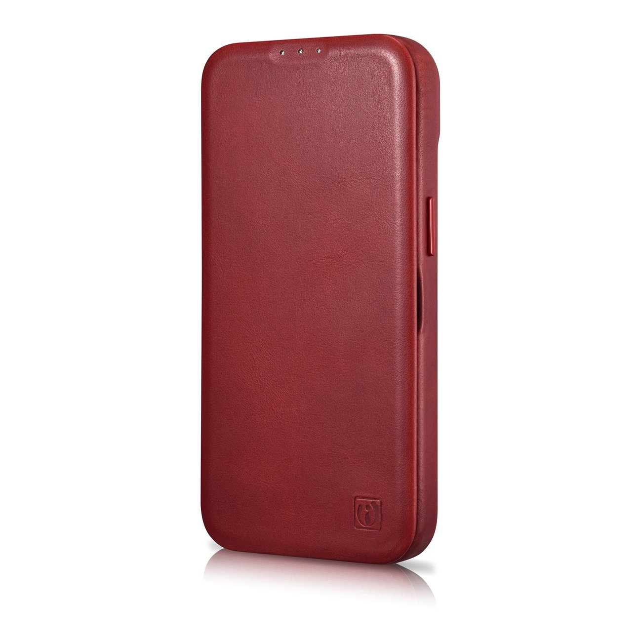 Pokrowiec etui skrzane z klapk iCarer CE Oil Wax Premium Leather Folio Case czerwone APPLE iPhone 14 Pro / 6