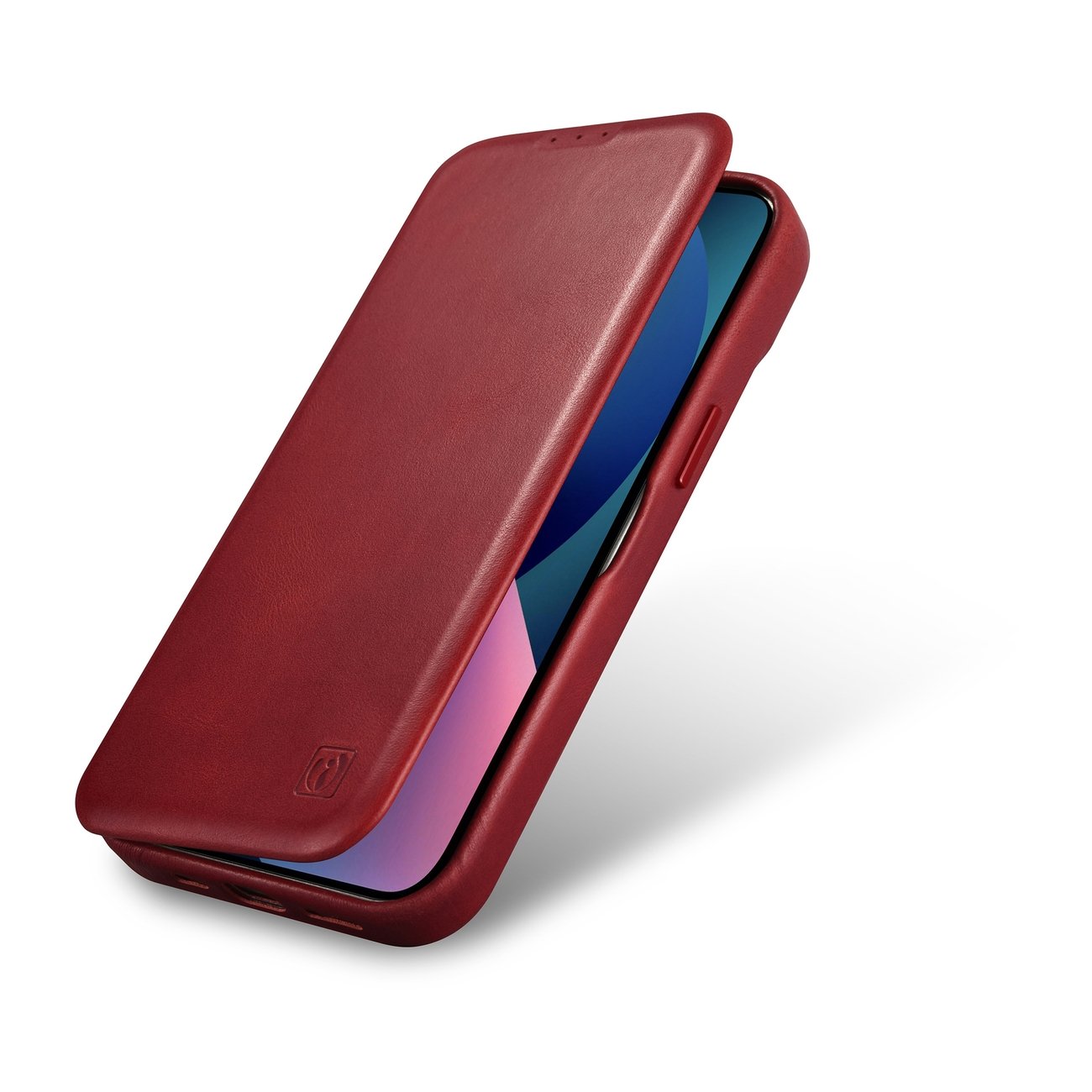 Pokrowiec etui skrzane z klapk iCarer CE Oil Wax Premium Leather Folio Case czerwone APPLE iPhone 14 Pro / 8