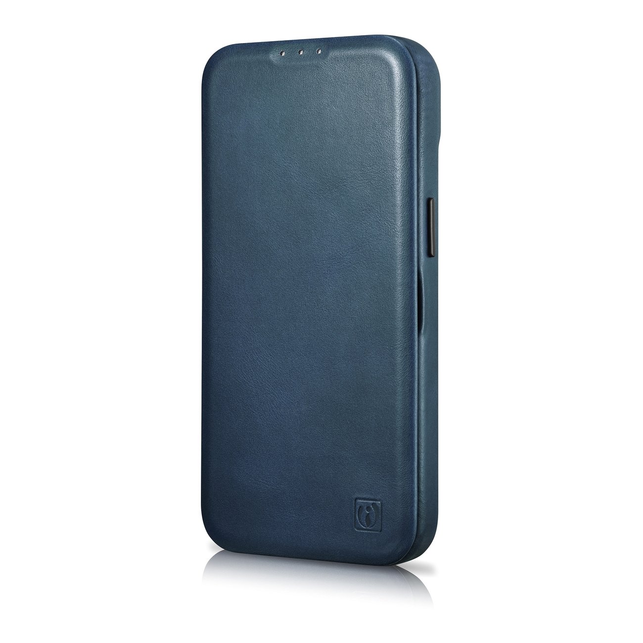 Pokrowiec etui skrzane z klapk iCarer CE Oil Wax Premium Leather Folio Case niebieskie APPLE iPhone 14 Plus / 6