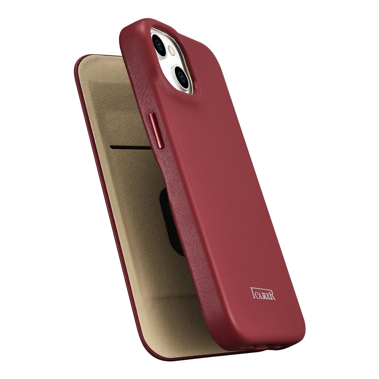 Pokrowiec etui skrzane z klapk iCarer CE Premium Leather Folio Case czerwone APPLE iPhone 14 Plus / 10