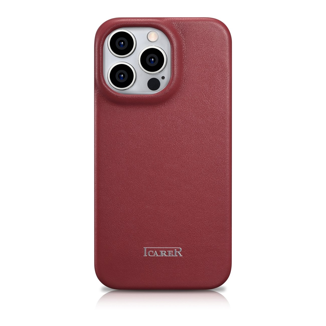 Pokrowiec etui skrzane z klapk iCarer CE Premium Leather Folio Case czerwone APPLE iPhone 14 Pro / 3