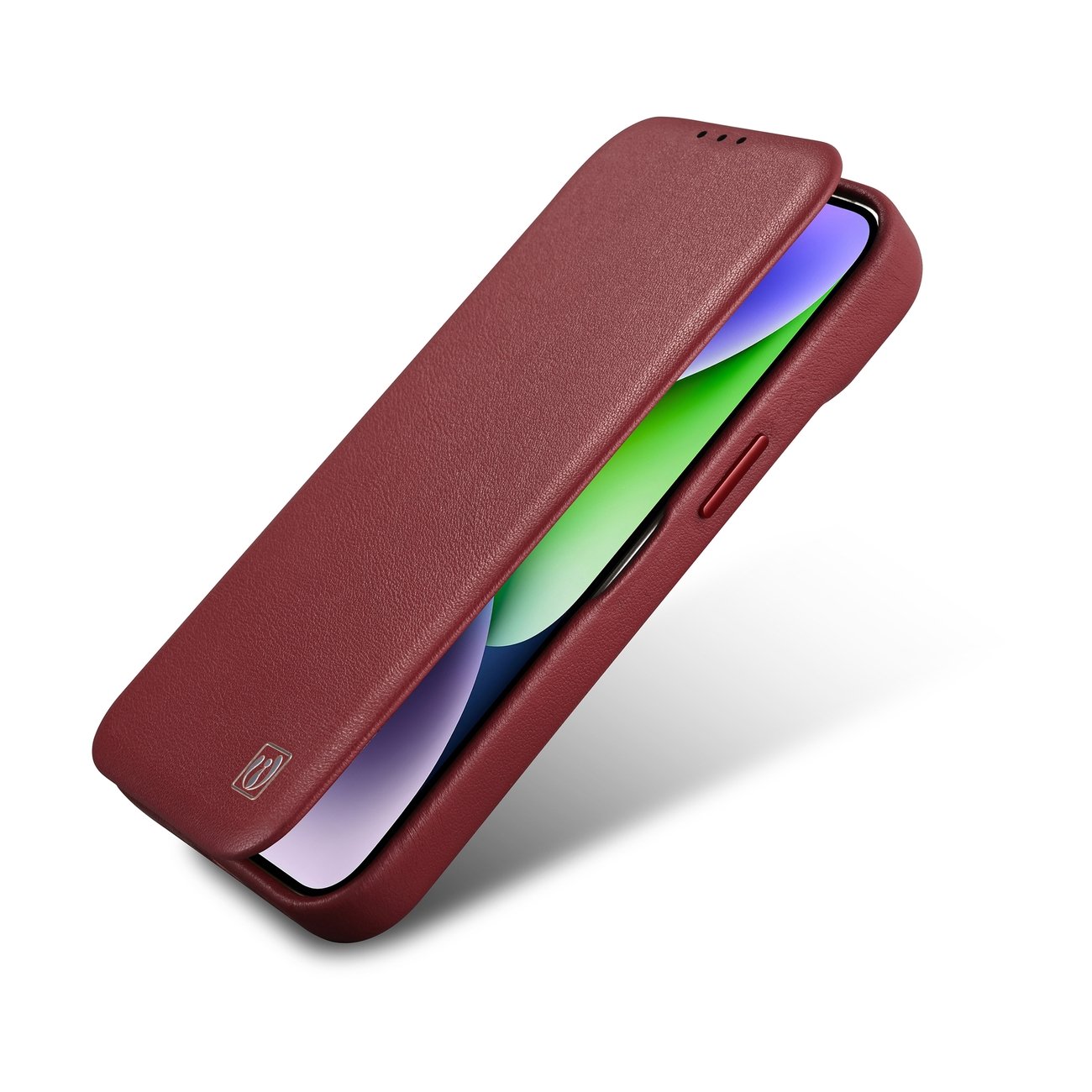 Pokrowiec etui skrzane z klapk iCarer CE Premium Leather Folio Case czerwone APPLE iPhone 14 Pro / 9