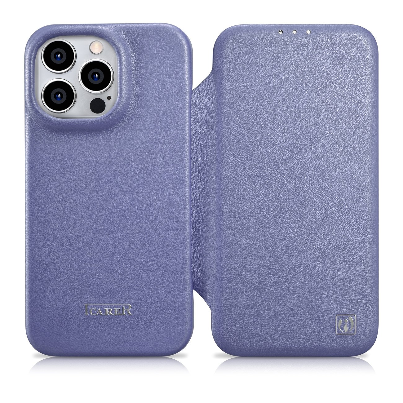 Pokrowiec etui skrzane z klapk iCarer CE Premium Leather Folio Case jasnofioletowe APPLE iPhone 14 Pro
