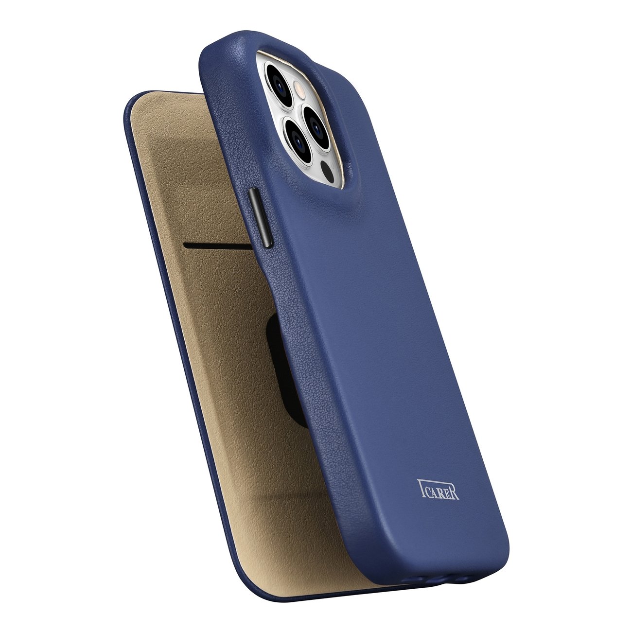 Pokrowiec etui skrzane z klapk iCarer CE Premium Leather Folio Case niebieskie APPLE iPhone 14 Pro / 10