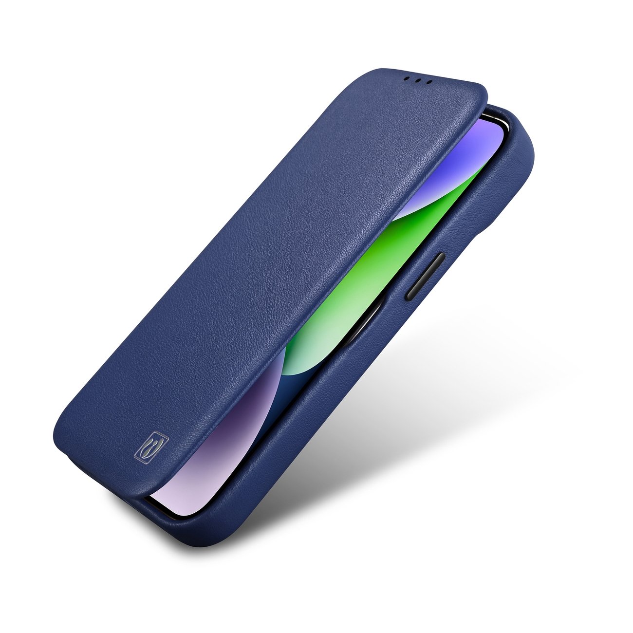 Pokrowiec etui skrzane z klapk iCarer CE Premium Leather Folio Case niebieskie APPLE iPhone 14 Pro / 9