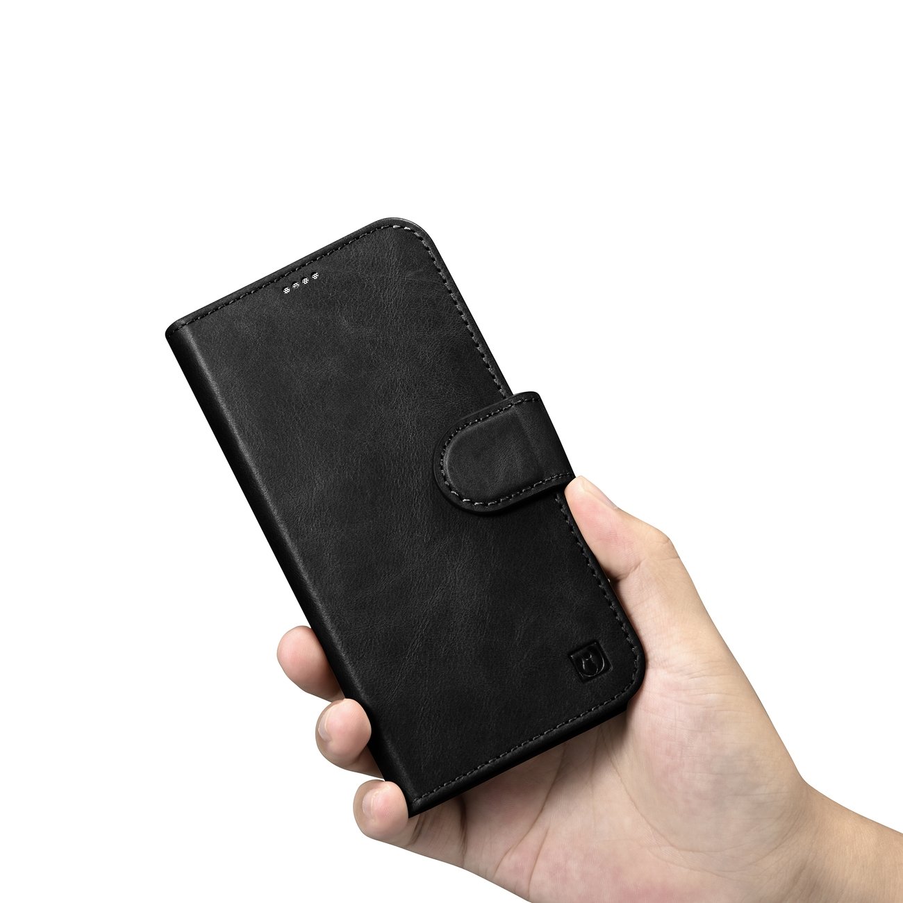 Pokrowiec etui skrzane z klapk iCarer Oil Wax Wallet Case 2in1 czarne APPLE iPhone 14 / 9
