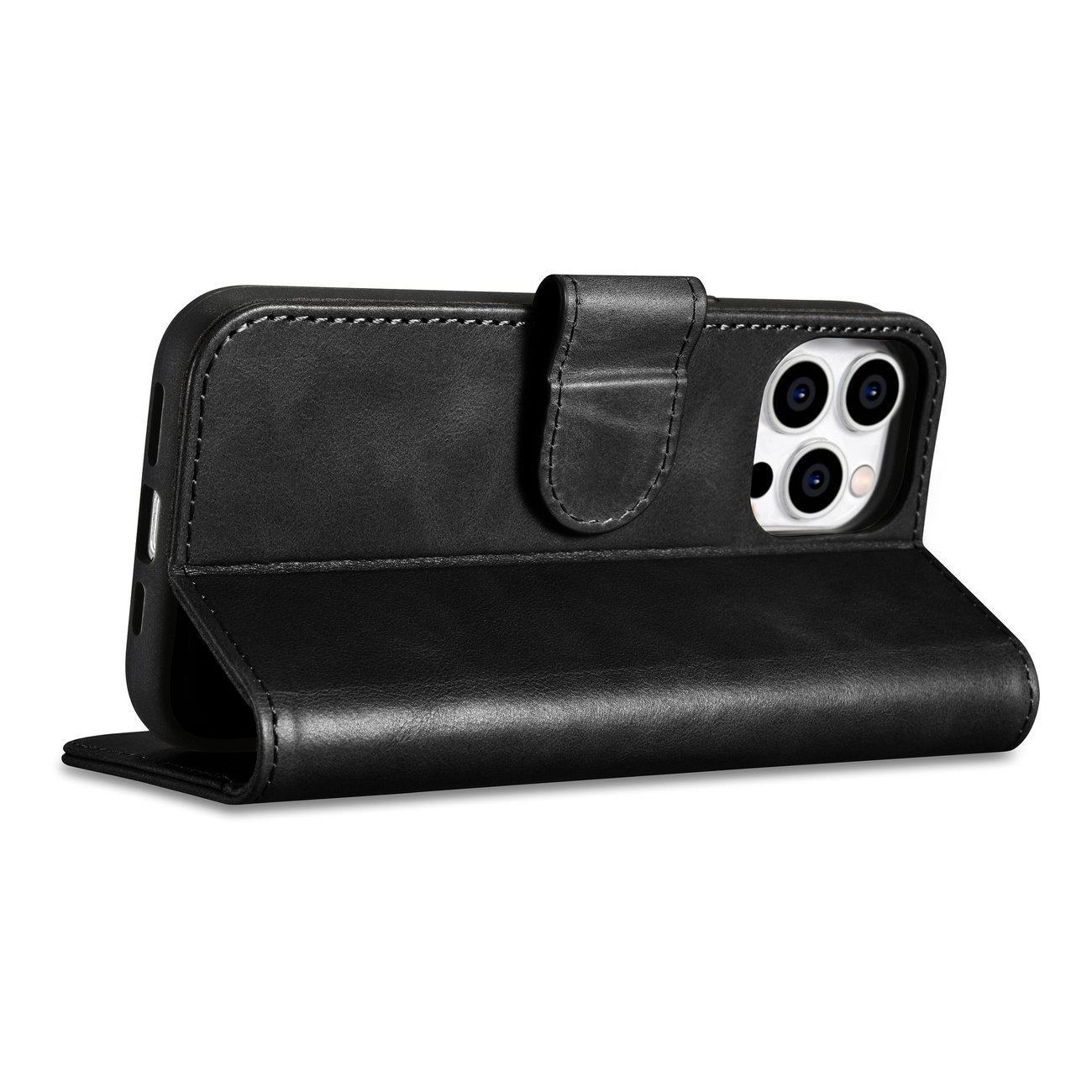 Pokrowiec etui skrzane z klapk iCarer Oil Wax Wallet Case 2in1 czarne APPLE iPhone 14 Pro / 7