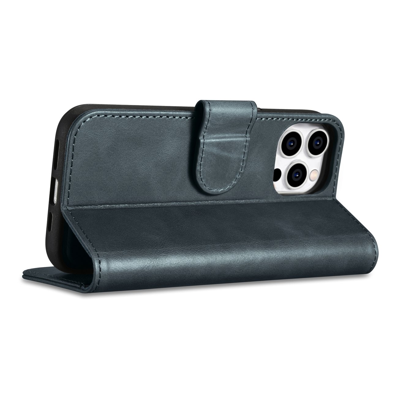 Pokrowiec etui skrzane z klapk iCarer Oil Wax Wallet Case 2in1 niebieskie APPLE iPhone 14 Pro / 8