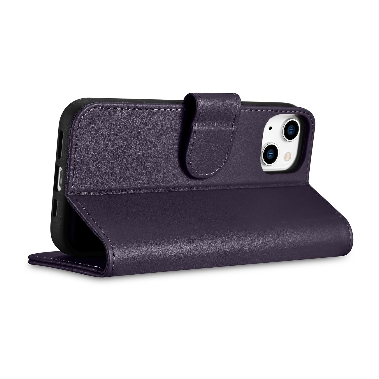 Pokrowiec etui skrzane z klapk iCarer Wallet Case 2in1 ciemnofioletowe APPLE iPhone 14 Pro Max / 8