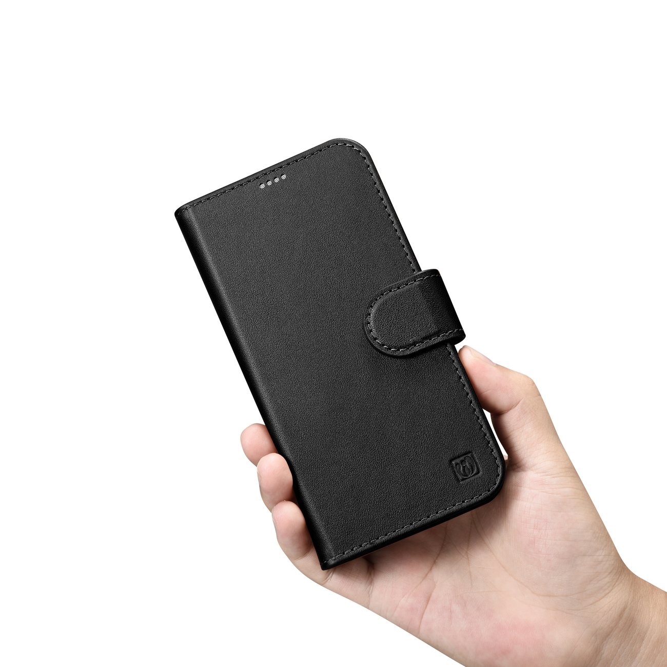 Pokrowiec etui skrzane z klapk iCarer Wallet Case 2in1 czarne APPLE iPhone 14 / 12