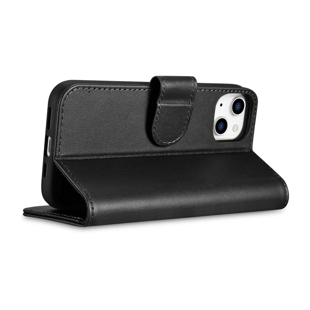 Pokrowiec etui skrzane z klapk iCarer Wallet Case 2in1 czarne APPLE iPhone 14 / 8
