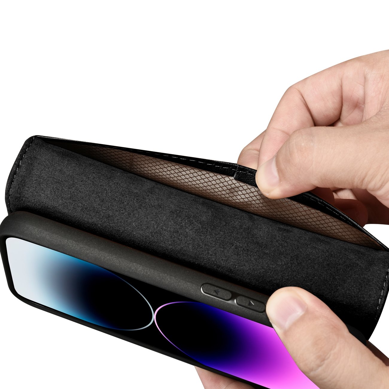 Pokrowiec etui skrzane z klapk iCarer Wallet Case 2in1 czarne APPLE iPhone 14 Pro Max / 11