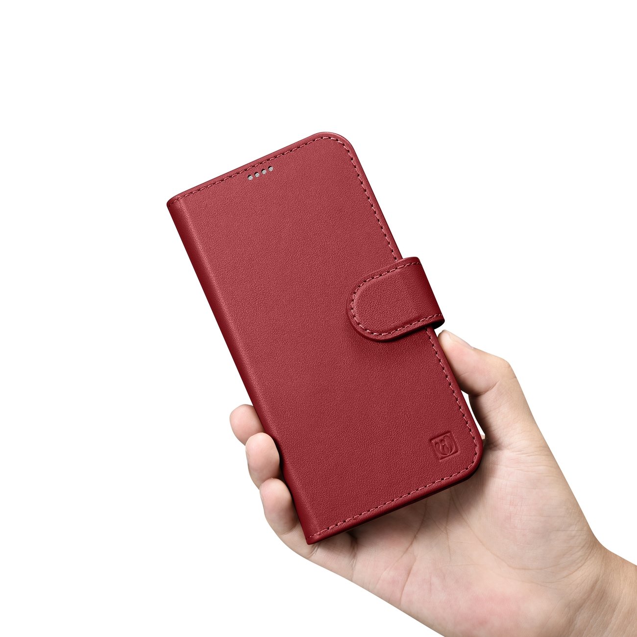 Pokrowiec etui skrzane z klapk iCarer Wallet Case 2in1 czerwone APPLE iPhone 14 / 12