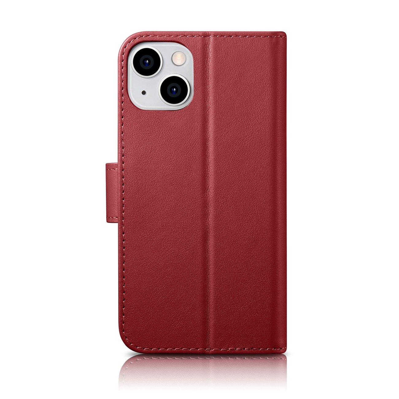 Pokrowiec etui skrzane z klapk iCarer Wallet Case 2in1 czerwone APPLE iPhone 14 / 2