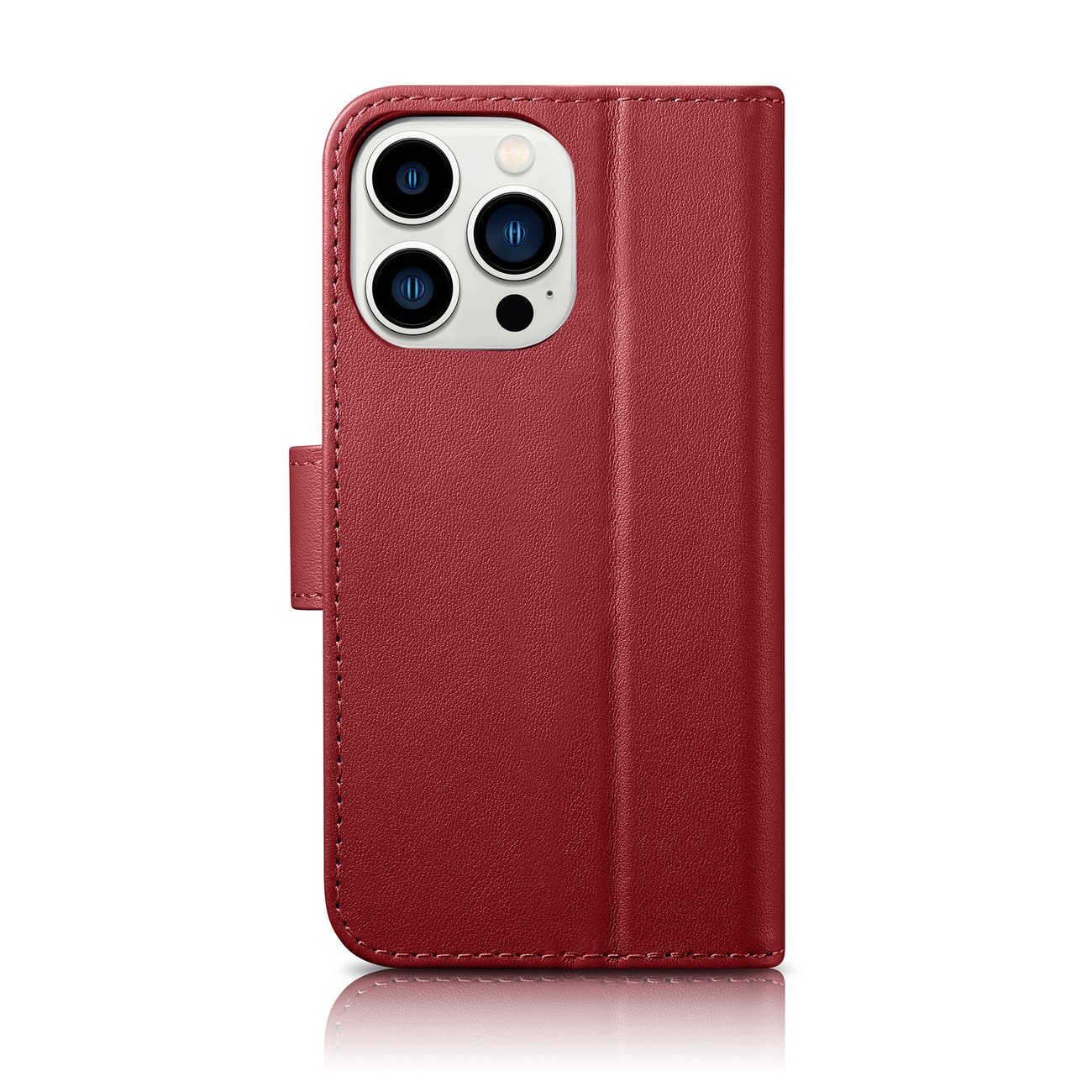 Pokrowiec etui skrzane z klapk iCarer Wallet Case 2in1 czerwone APPLE iPhone 14 Pro / 2