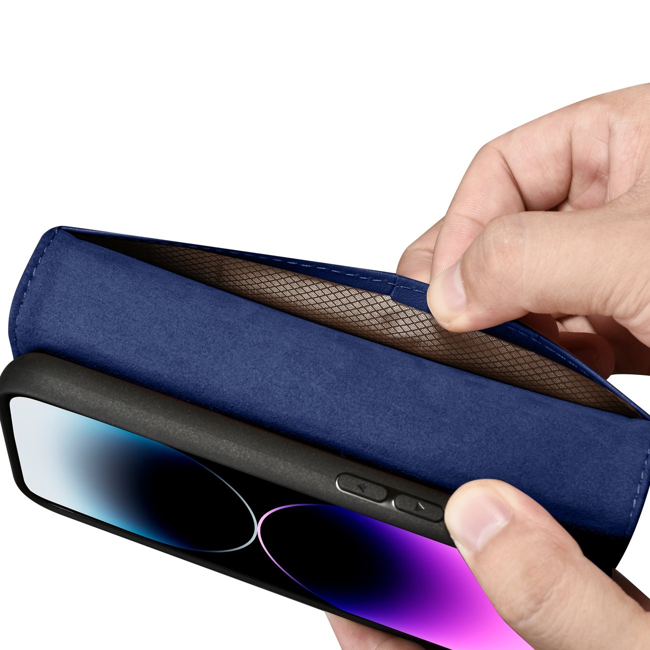 Pokrowiec etui skrzane z klapk iCarer Wallet Case 2in1 niebieskie APPLE iPhone 14 Pro Max / 11
