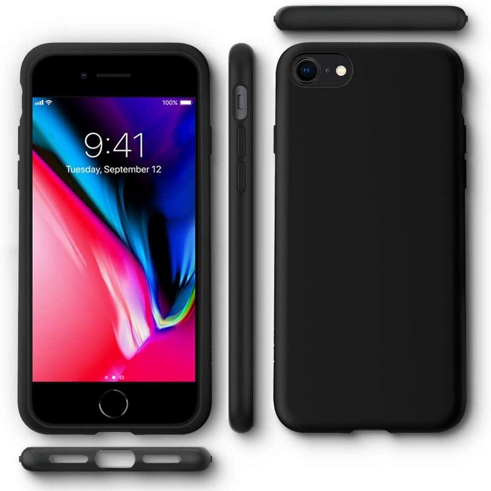 Pokrowiec etui Spigen Liquid Czarne APPLE iPhone SE 2020 / 7