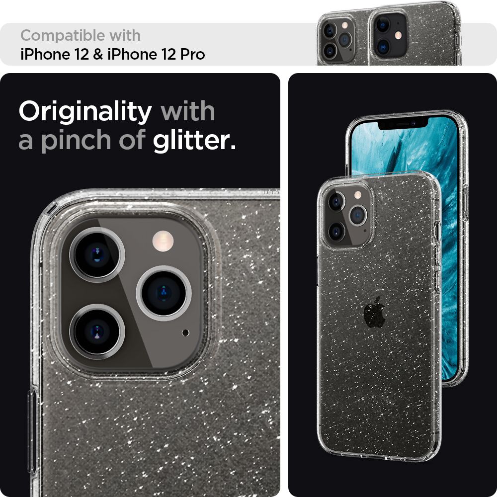 Pokrowiec etui Spigen Liquid Glitter Przeroczyste APPLE iPhone 12 / 10