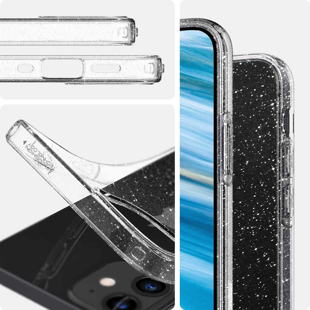 Pokrowiec etui Spigen Liquid Glitter Przeroczyste APPLE iPhone 12 Mini / 8
