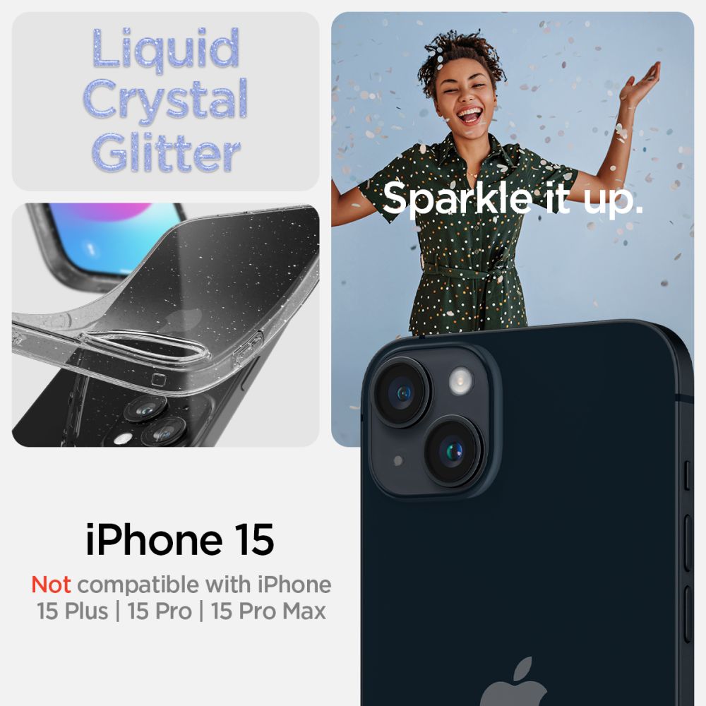 Pokrowiec etui Spigen Liquid Glitter przeroczyste APPLE iPhone 15 / 10