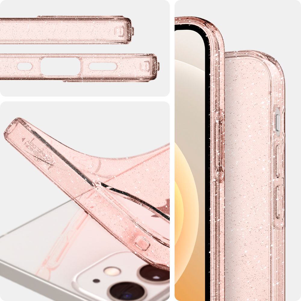 Pokrowiec etui Spigen Liquid Glitter rose APPLE iPhone 12 Mini / 8