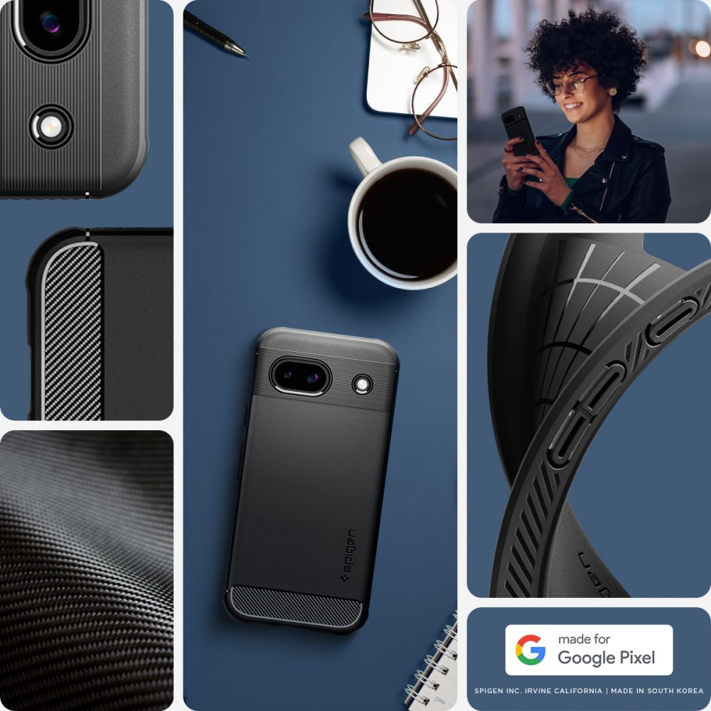 Pokrowiec etui Spigen Rugged Armor czarne Google Pixel 8a / 2