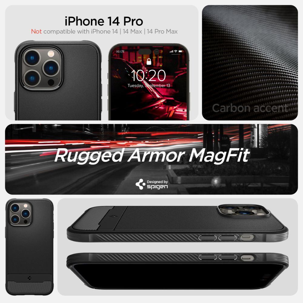 Pokrowiec etui Spigen Rugged Armor Mag Magsafe czarne APPLE iPhone 14 Pro / 10