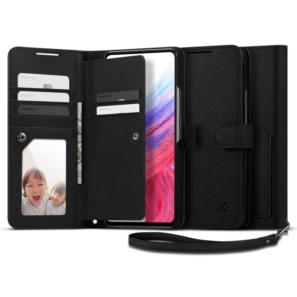 Pokrowiec etui Spigen SGP Wallet S Plus czarne SAMSUNG Galaxy A53 5G