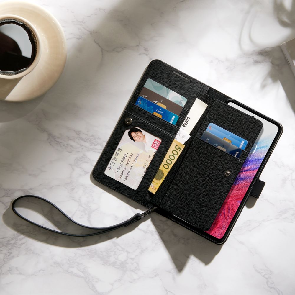 Pokrowiec etui Spigen SGP Wallet S Plus czarne SAMSUNG Galaxy A53 5G / 11