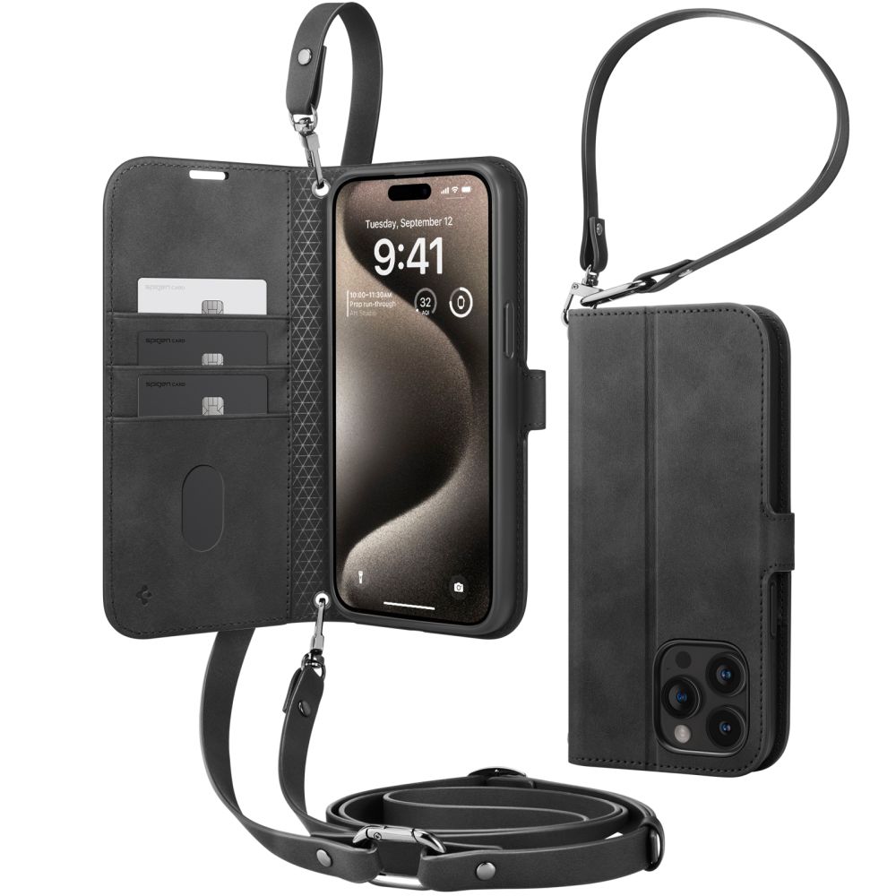 Pokrowiec etui Spigen SGP Wallet S Pro czarne APPLE iPhone 15 Pro / 9