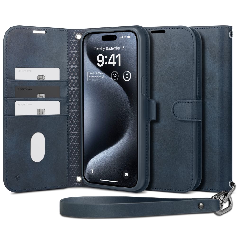 Pokrowiec etui Spigen SGP Wallet S Pro granatowe APPLE iPhone 15 Pro