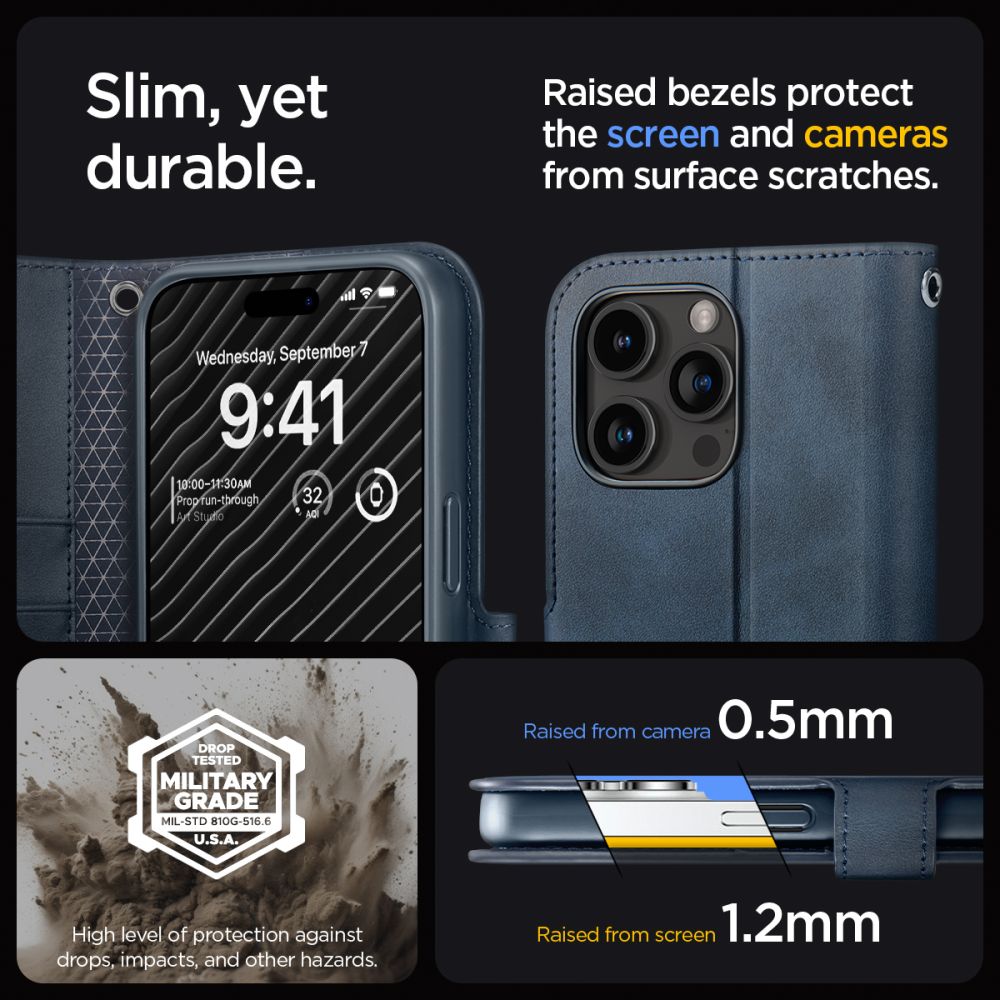 Pokrowiec etui Spigen SGP Wallet S Pro granatowe APPLE iPhone 15 Pro / 12