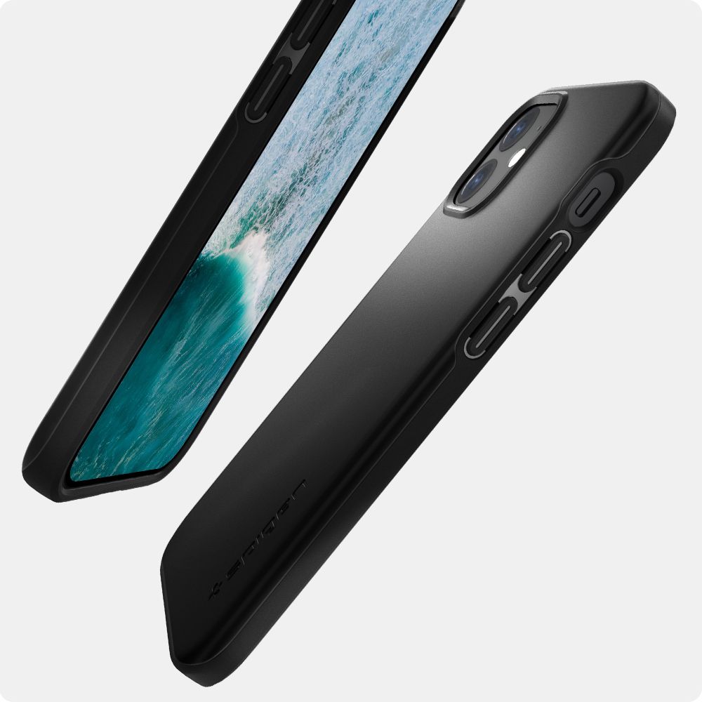 Pokrowiec etui Spigen Thin Fit Czarne APPLE iPhone 12 Mini / 12 Pokrowiec etui Spigen Thin Fit Czarne APPLE iPhone 12 Mini / 12