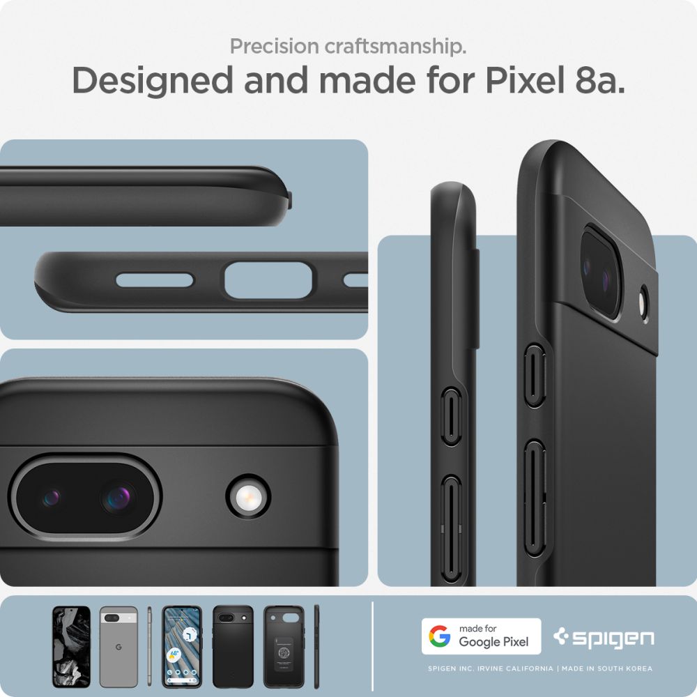 Pokrowiec etui Spigen Thin Fit czarne Google Pixel 8a / 7