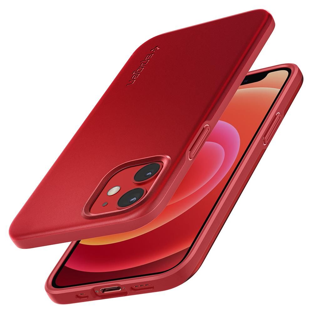 Pokrowiec etui Spigen Thin Fit czerwone APPLE iPhone 12 Mini / 7