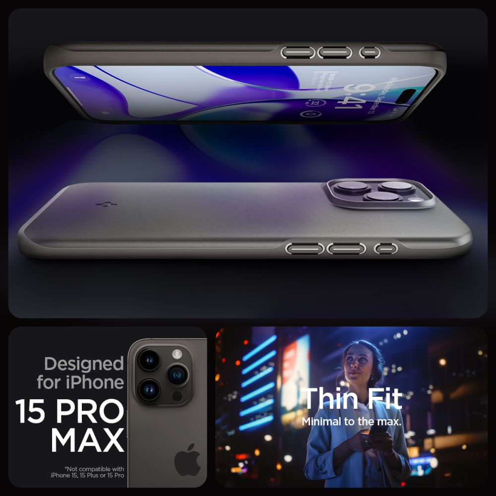 Pokrowiec etui Spigen Thin Fit gunmetal APPLE iPhone 15 Pro Max / 11
