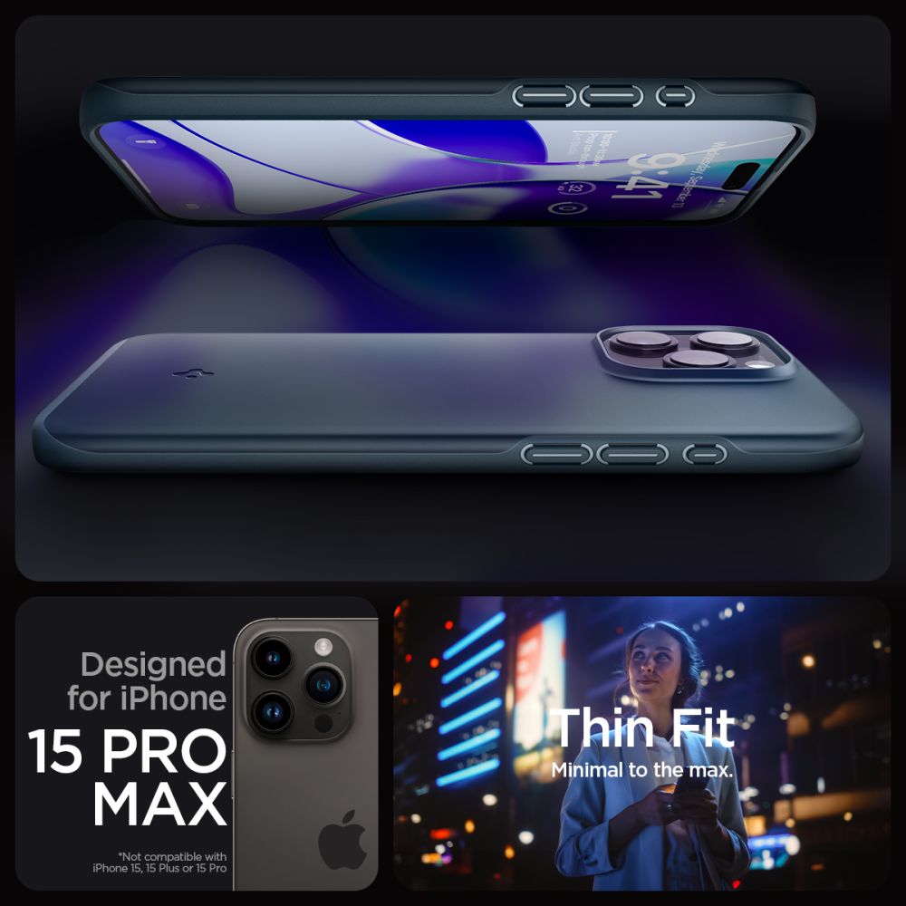 Pokrowiec etui Spigen Thin Fit Metal slate APPLE iPhone 15 Pro Max / 11