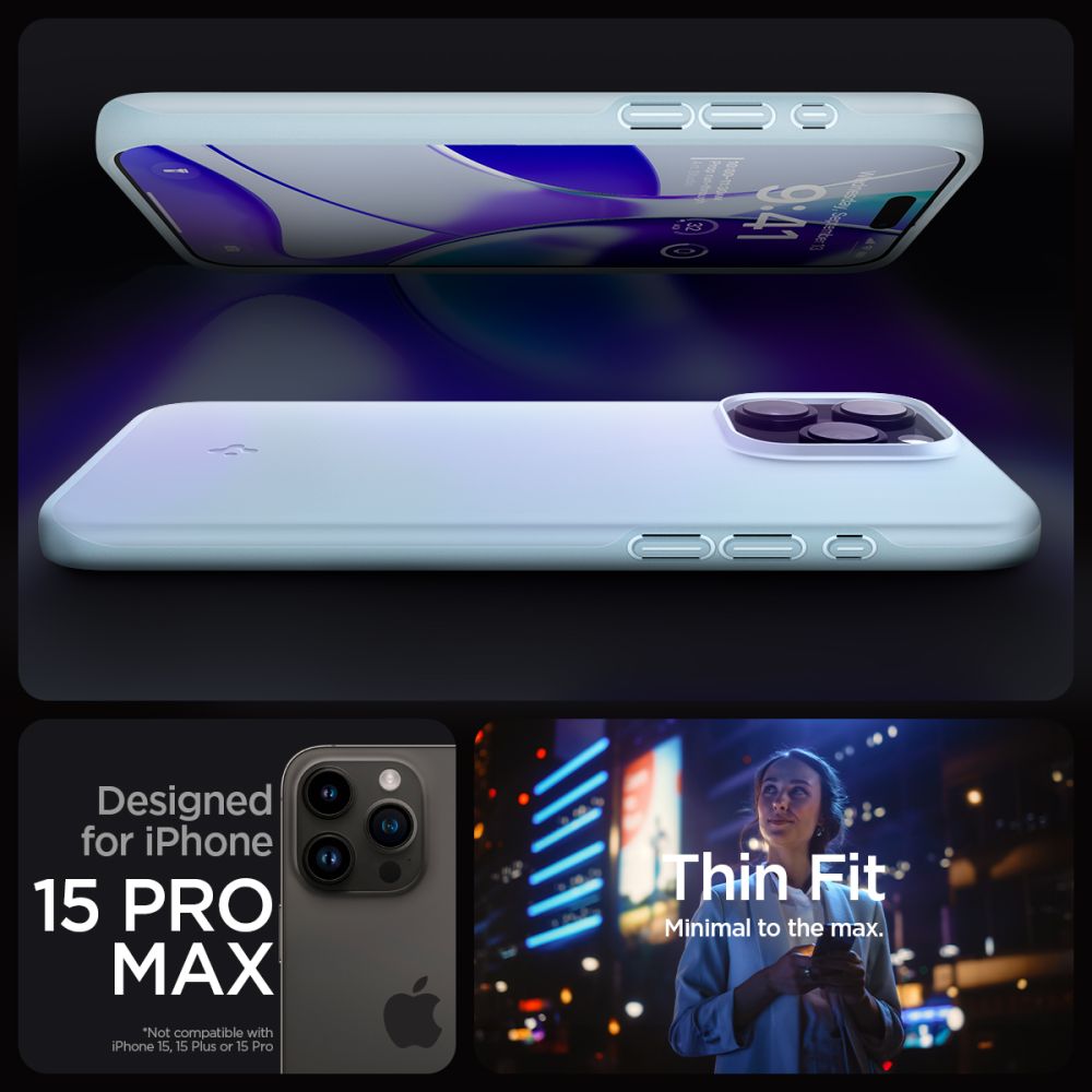 Pokrowiec etui Spigen Thin Fit Mute niebieskie APPLE iPhone 15 Pro Max / 11