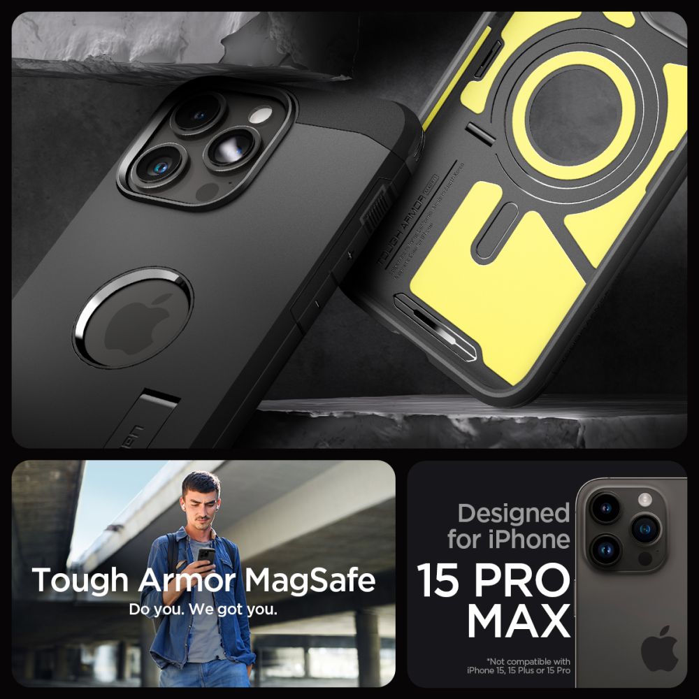 Pokrowiec etui Spigen Tough Armor Mag Magsafe czarne APPLE iPhone 15 Pro Max / 11