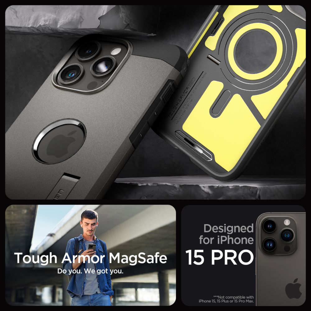Pokrowiec etui Spigen Tough Armor Mag Magsafe gunmetal APPLE iPhone 15 Pro / 12
