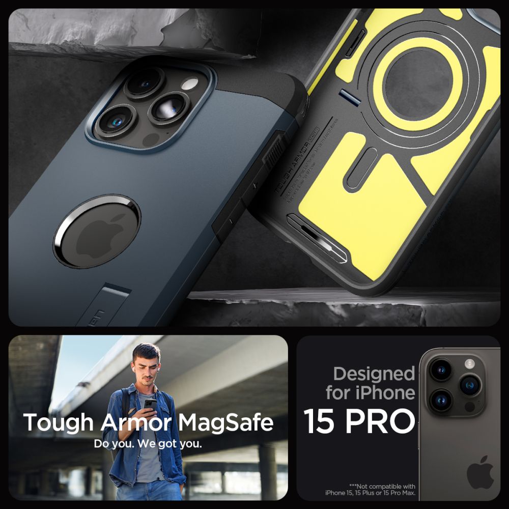 Pokrowiec etui Spigen Tough Armor Mag Magsafe Metal slate APPLE iPhone 15 Pro / 12