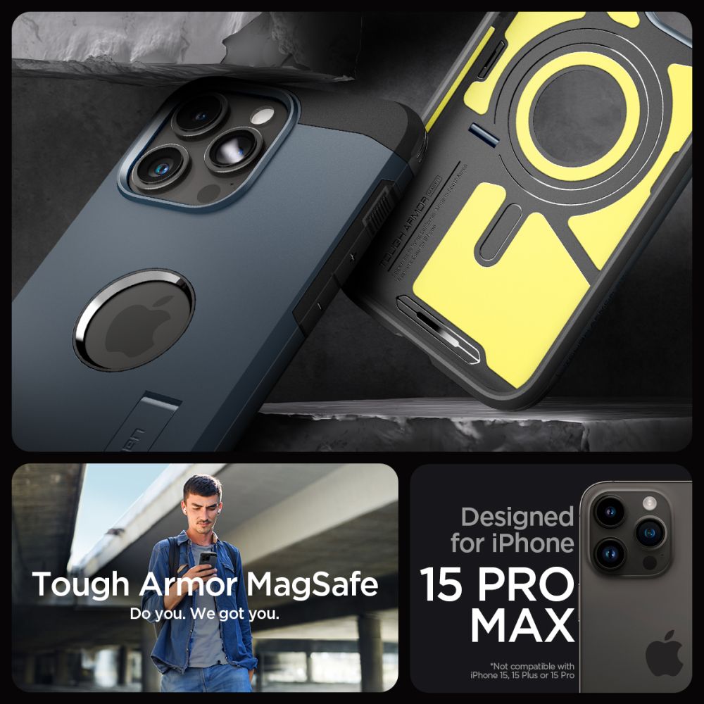 Pokrowiec etui Spigen Tough Armor Mag Magsafe Metal slate APPLE iPhone 15 Pro Max / 12