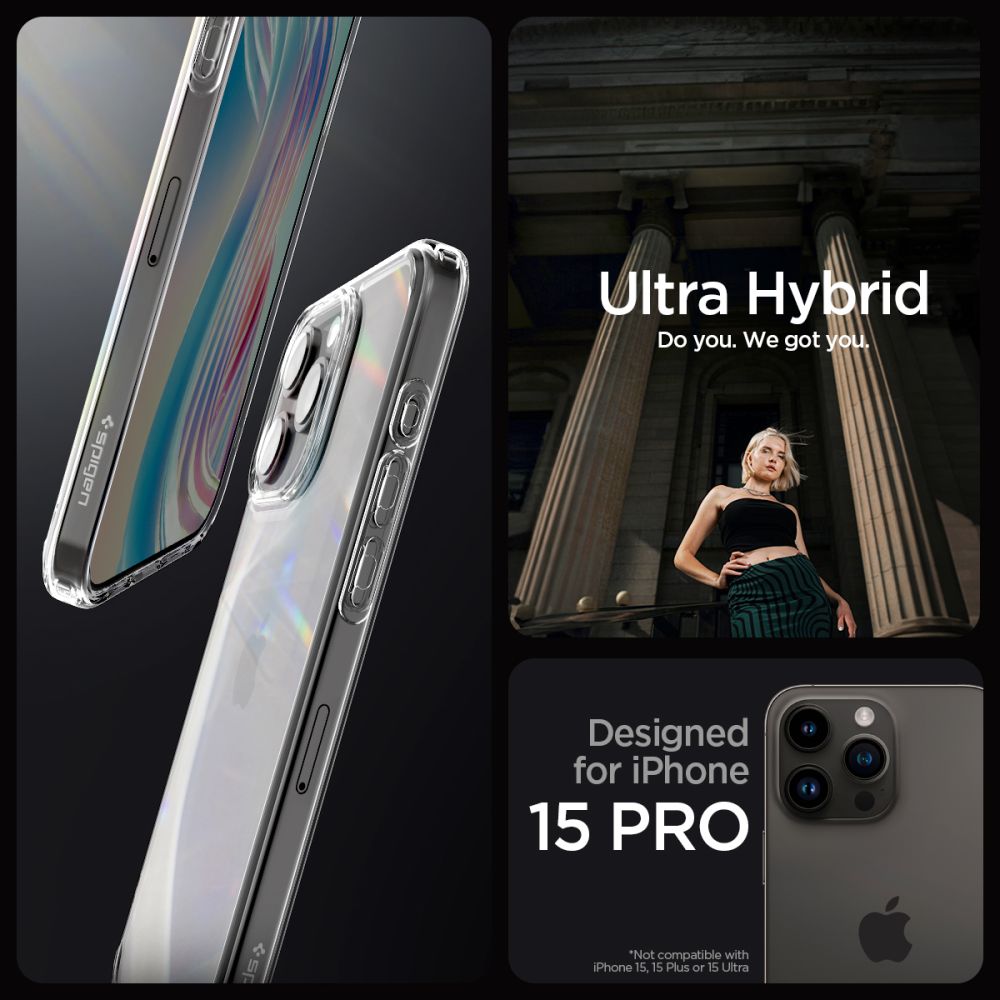 Pokrowiec etui Spigen Ultra Hybrid Crystal przeroczyste APPLE iPhone 15 Pro / 10