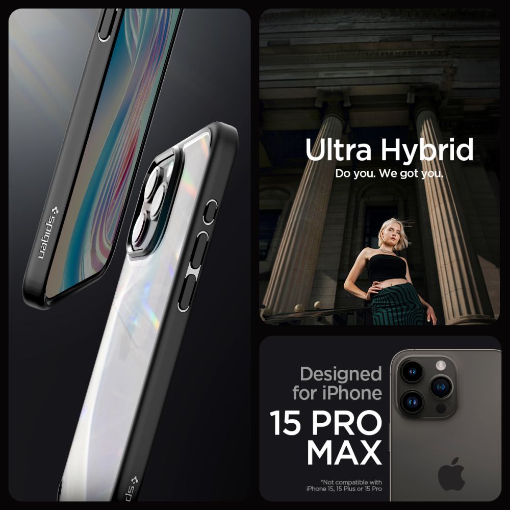 Pokrowiec etui Spigen Ultra Hybrid czarne APPLE iPhone 15 Pro Max / 10