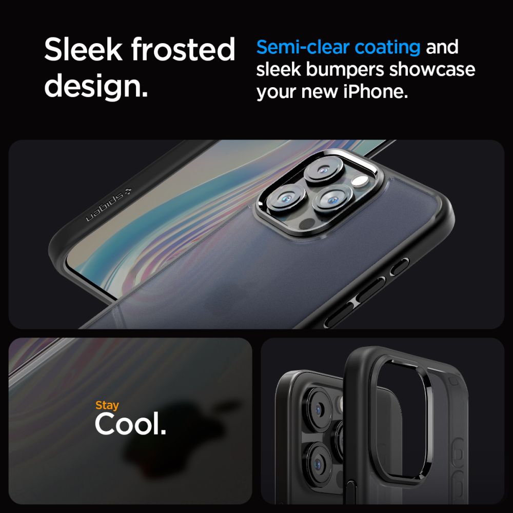 Pokrowiec etui Spigen Ultra Hybrid Frost czarne APPLE iPhone 15 Pro / 6