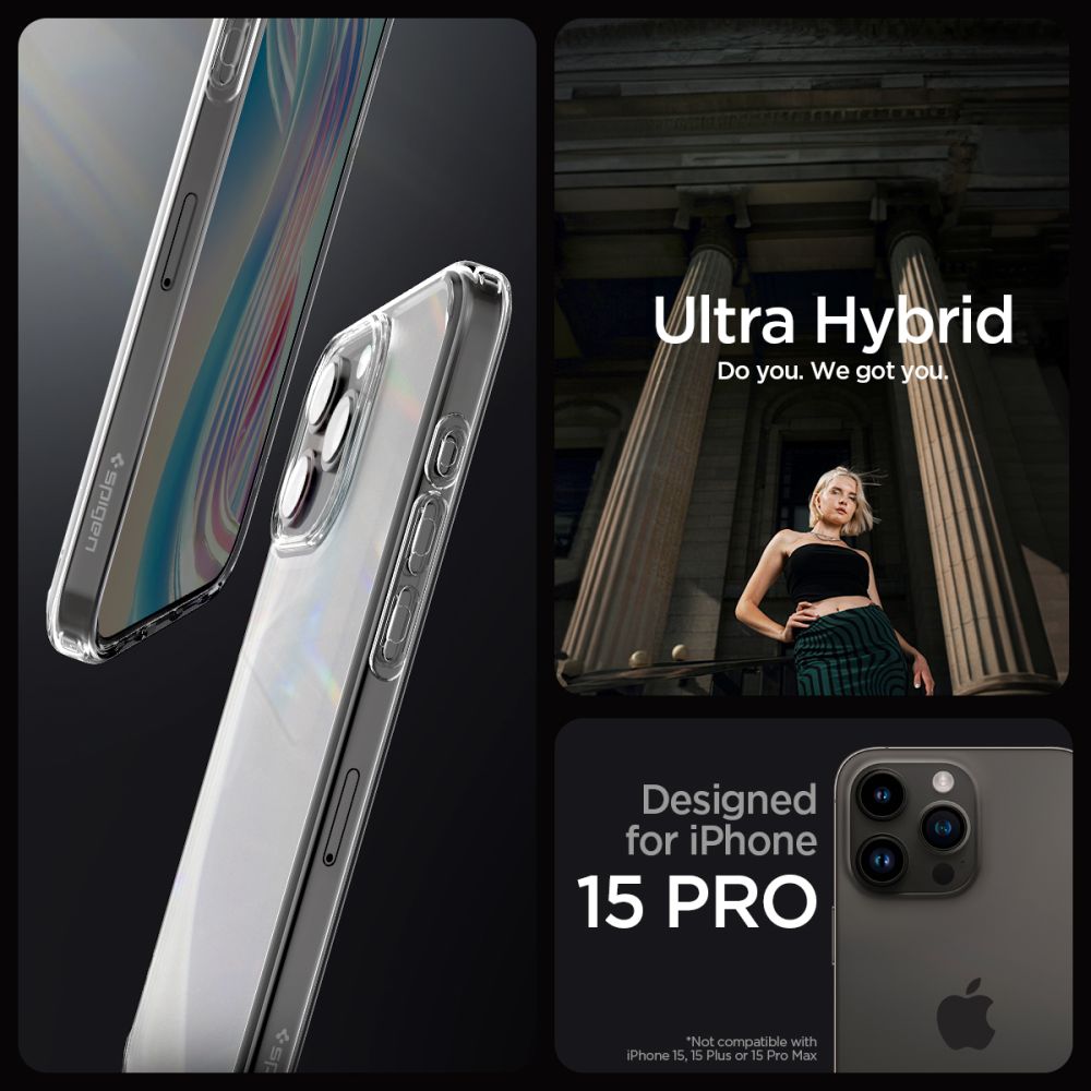 Pokrowiec etui Spigen Ultra Hybrid Frost przeroczyste APPLE iPhone 15 Pro / 7
